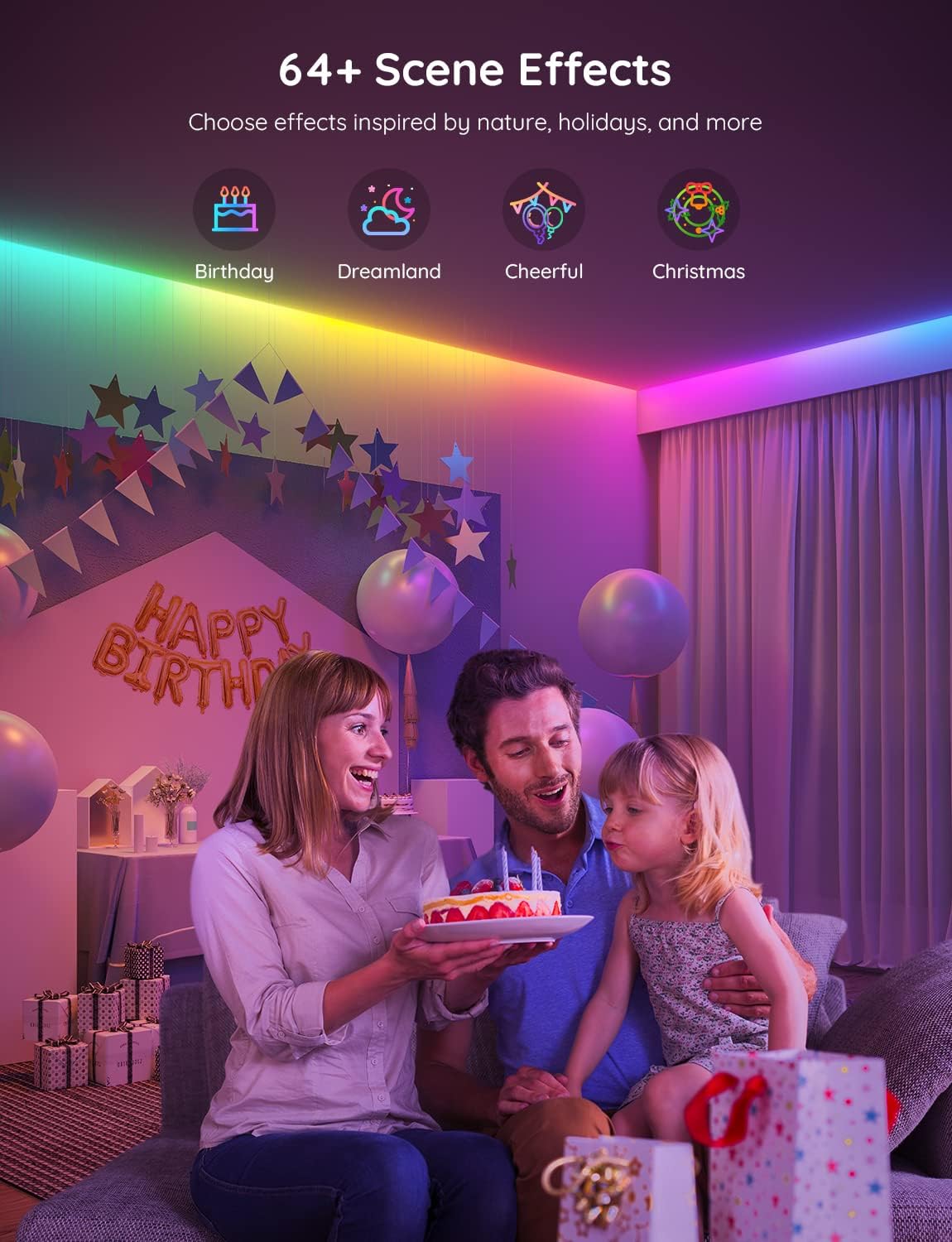 100Ft RGBIC LED Strip Lights, Smart LED Lights for Bedroom, Bluetooth LED Strip Lights APP Control, DIY Multiple Colors on One Line, Color Changing LED Lights for Bedroom Decor, 2 Rolls of 50Ft
